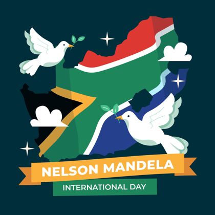 鸽子纳尔逊·曼德拉国际日插画平面设计庆典敬佩