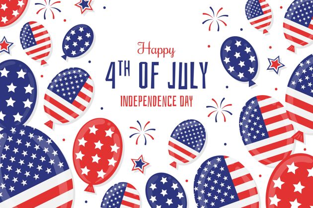 背景手绘七月四日独立日气球背景7月4日快乐独立宣言美国