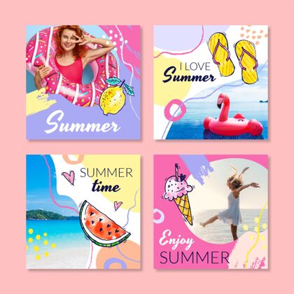 夏季手绘夏季instagram帖子集附照片夏季模板夏季夏季Instagram