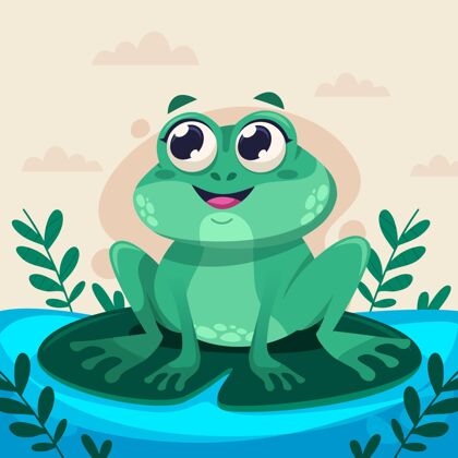 动物可爱的卡通青蛙插画野生可爱自然