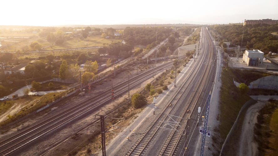 鸟瞰图铁路鸟瞰交通概念外面旅行水平