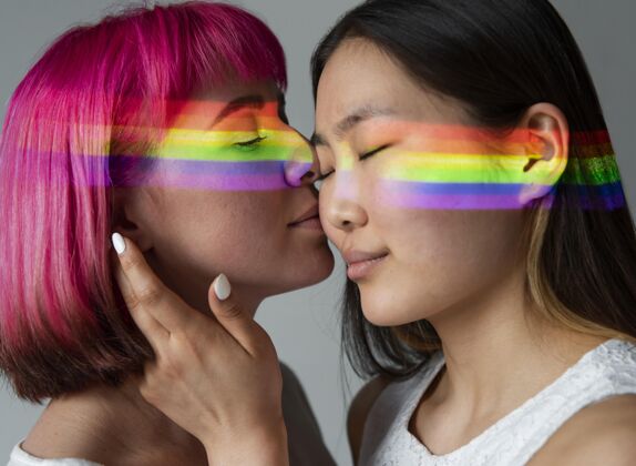 性取向有彩虹符号的女情侣自由社区同性恋