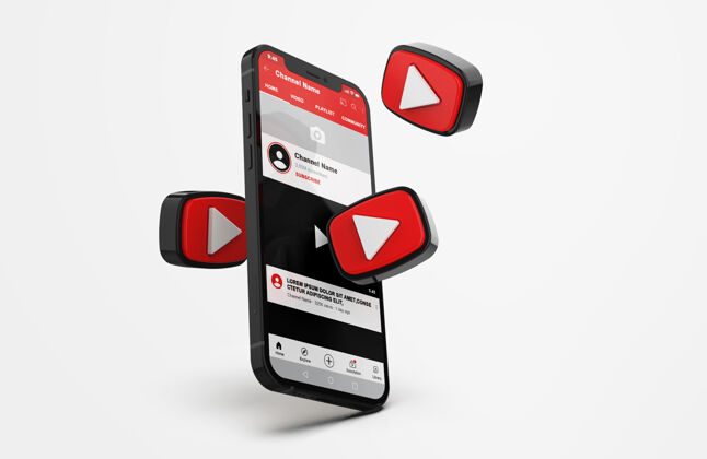 多媒体手机上的Youtube模拟了3d图标内容在线接口