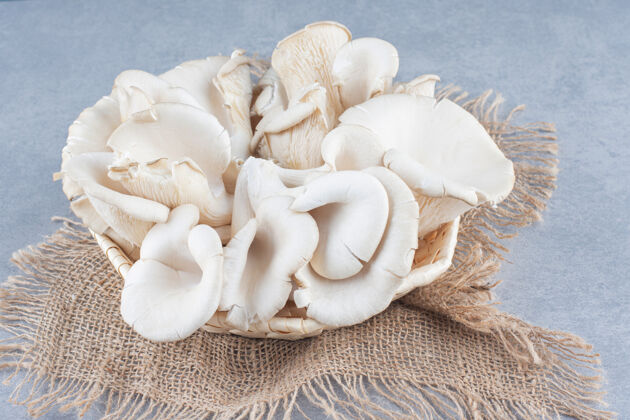 单一袋子里装满了牡蛎蘑菇膳食真菌白色