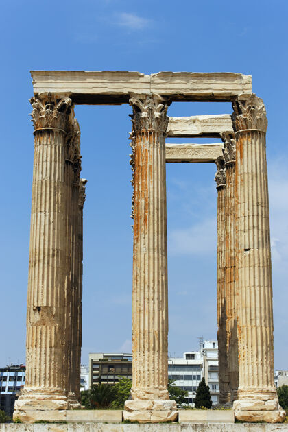 建筑希腊神庙成了废墟希腊石头圆柱