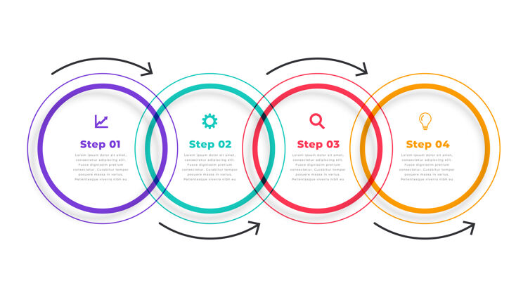 计划五步定向循环信息图形模板会议步骤演示