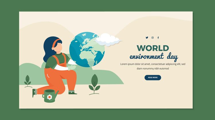 国际平面世界环境日横幅模板庆典地球动物