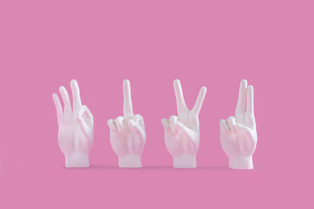 手语显示不同手势的手模型Ok手指胜利