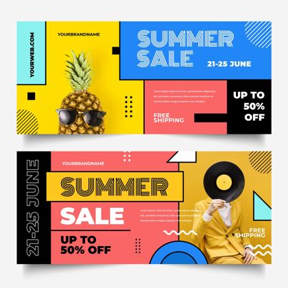 平面设计平面夏季销售横幅与照片模板夏季销售收购夏季