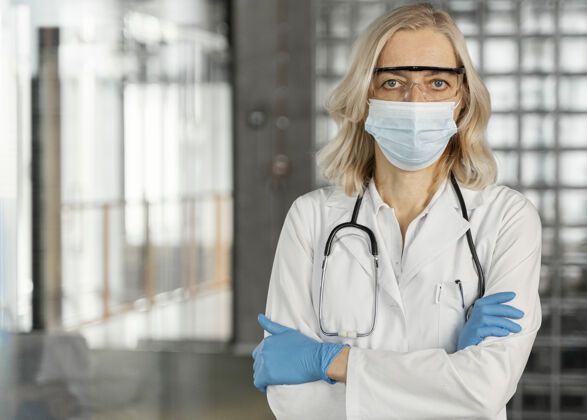 保健带医用面罩的女医生画像面膜医学健康