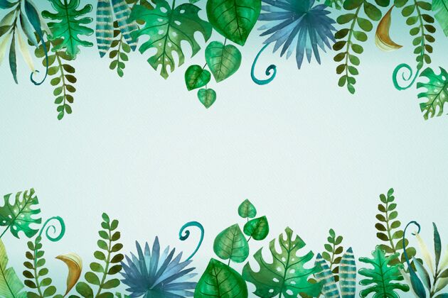 热带墙纸手绘水彩画热带树叶背景背景热带树叶墙纸热带树叶