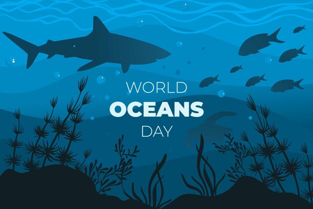 全球平面世界海洋日插图活动海洋庆典