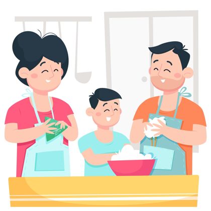 节日卡通龙舟一家准备吃粽子插画龙舟粽子粽子米饭