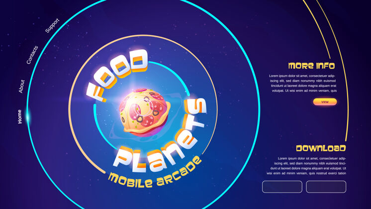 星星美食星球移动街机游戏横幅世界游戏食物