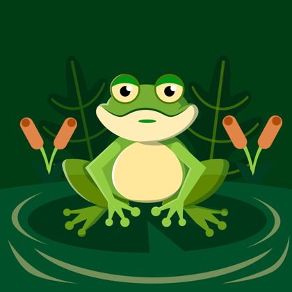 野生平面设计可爱青蛙插画青蛙野生动物扁平设计