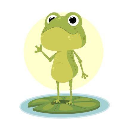 绿色平面设计可爱青蛙插画可爱野生动物自然