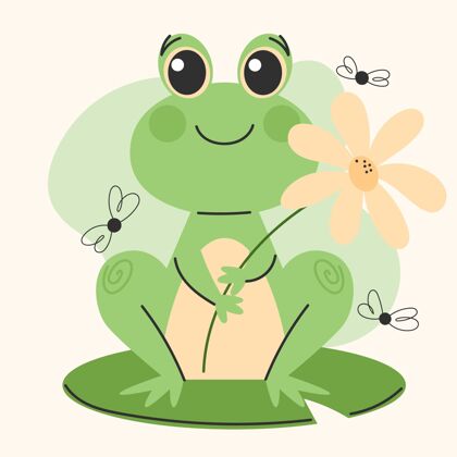 小有机平面可爱青蛙插图自然有机平面野生