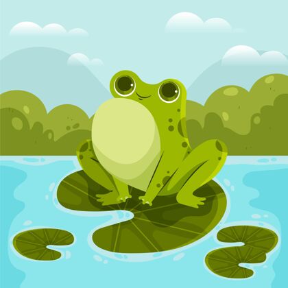 小卡通笑脸蛙插画青蛙卡通绿色