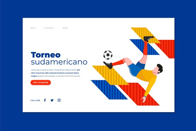 足球锦标赛平面南美足球登陆页模板潜在客户捕获页面锦标赛足球