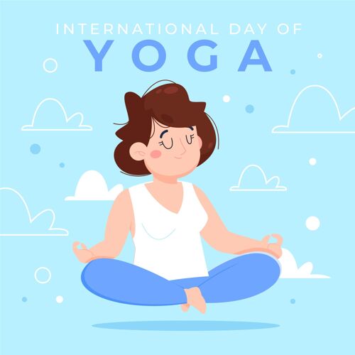 冥想卡通国际瑜伽日插画国际反思庆典