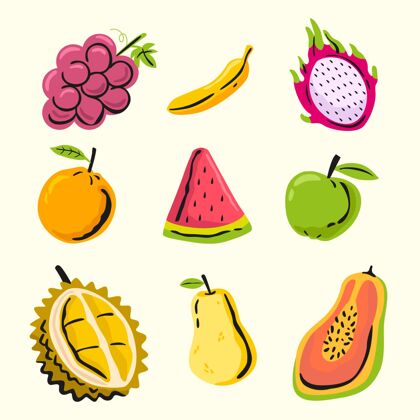 食品收集手绘水果系列包装美味食品