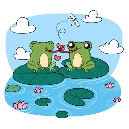 可爱手绘青蛙插图野生动物绘制
