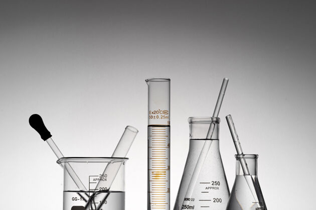 仪器透明实验室烧瓶 烧杯和试管的特写镜头管化学测试