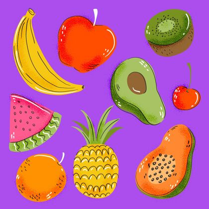 饮食一包手绘的美味水果美味营养水果