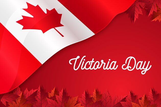 国旗加拿大维多利亚日平面插图加拿大国旗平面设计平面