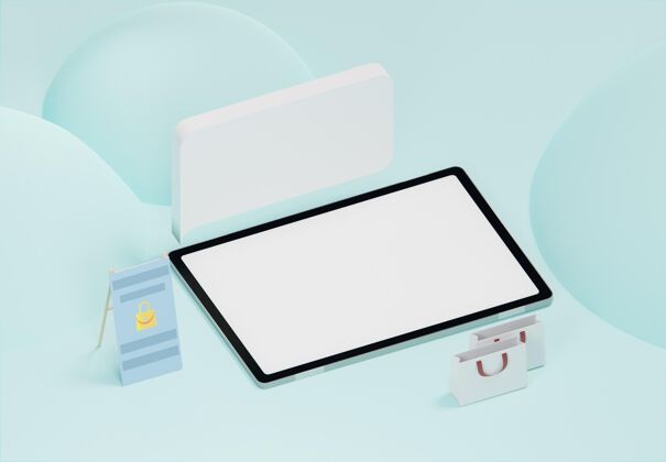 商业创造性的商业组合与平板电脑模型显示器平板电脑技术