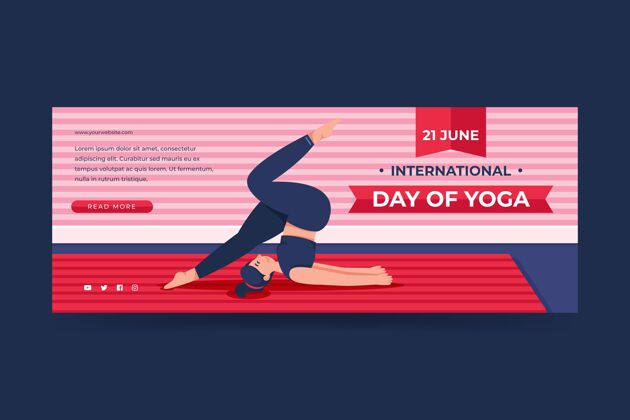 国际国际瑜伽日横幅模板庆典全球活动