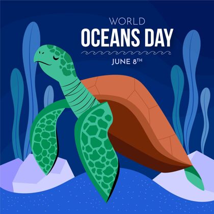 海洋日有机平面世界海洋日插画世界海洋日海洋活动