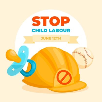 孩子手绘世界反对童工日插图预防全球劳工