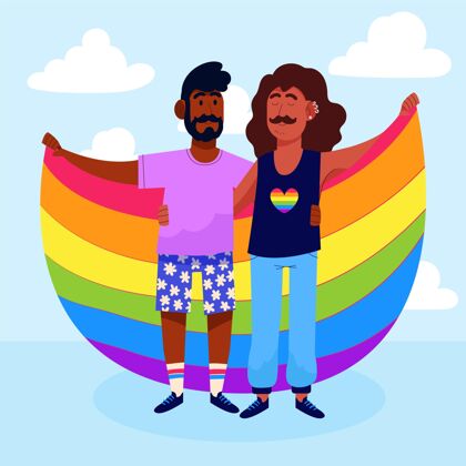 骄傲手绘骄傲日插图同性恋手绘彩虹