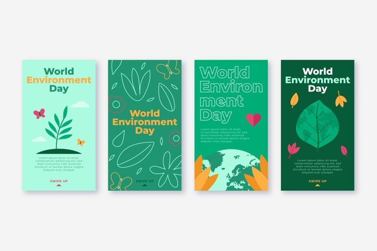Instagram平面世界环境日instagram故事集保护拯救地球包装