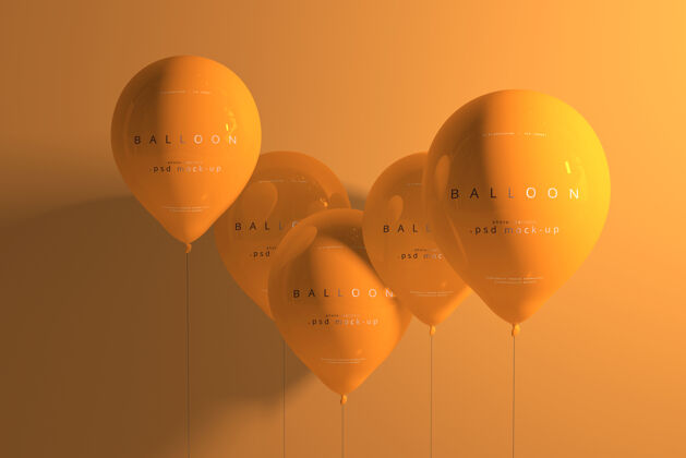 气球橙色气球模型橙色浮动Psd