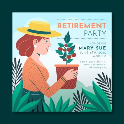 平面设计平面退休贺卡模板老年人年龄退休
