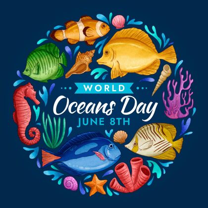 生态手绘世界海洋日插图世界海洋日海洋日海洋