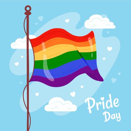 变性人手绘骄傲日旗帜插图国旗骄傲同性恋