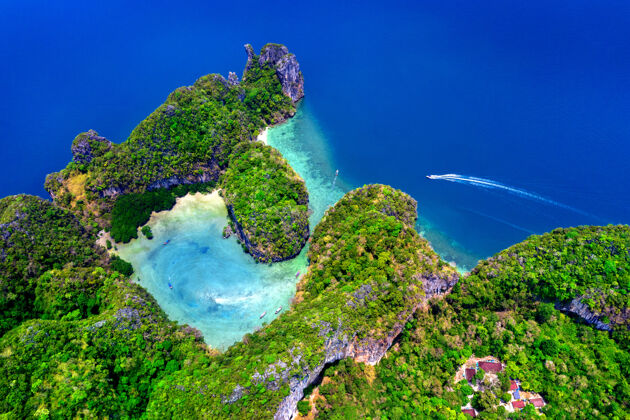 热带泰国克拉比高洪岛鸟瞰图海滩鸟瞰自然