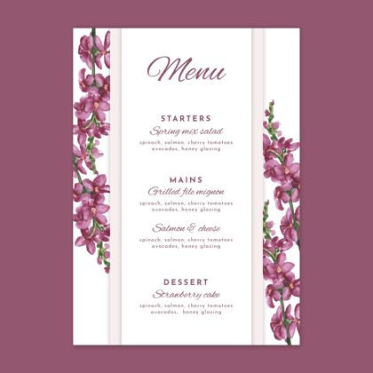 菜单花卉设计婚礼菜单模板菜单模板爱特别
