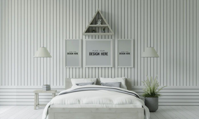 灰色海报框架模型室内卧室房间卧室公寓