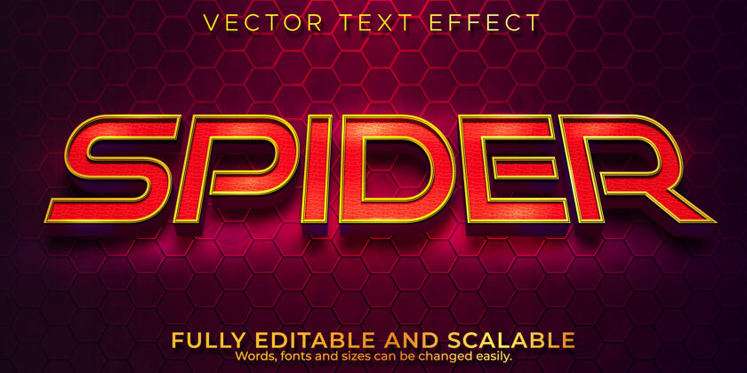 人蜘蛛电影文本效果 可编辑的红色和金色文本样式显示红电影