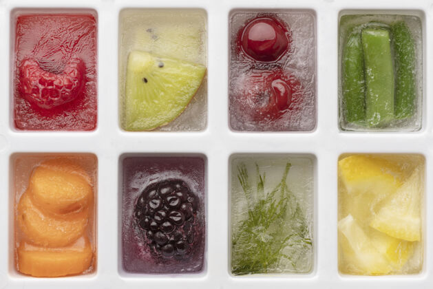 刷新俯视各种冷冻食品冷冻食品美味食品