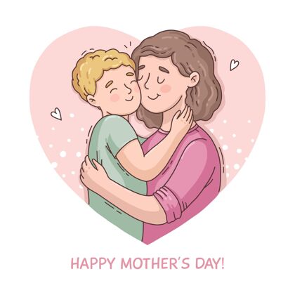 为人父母手绘母亲节插图家庭母亲节快乐庆祝