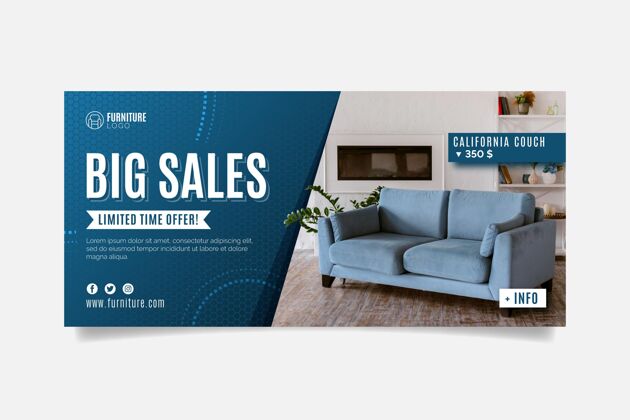 价格带照片的平面家具销售横幅平面室内装饰销售