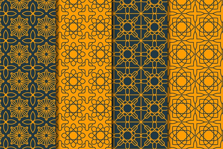 平面设计平面线性阿拉伯模式收集套装阿拉伯图案分类