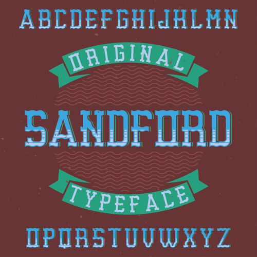 背景复古标签字体命名为桑德福德标题排版覆盖