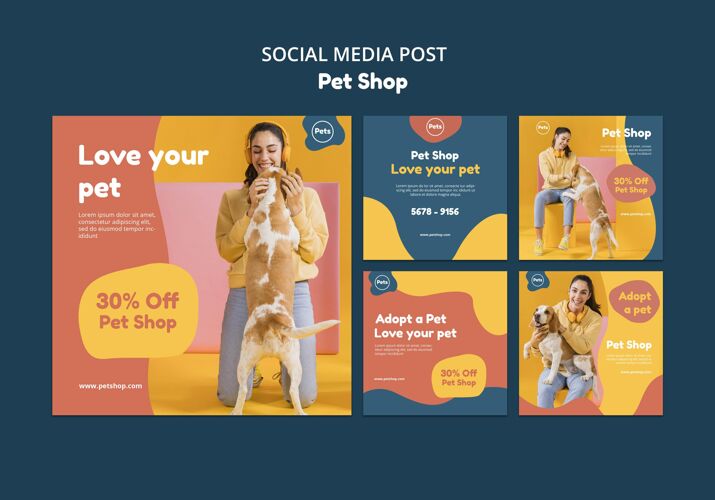 宠物收养宠物店社交媒体发布模板社交媒体帖子宠物店家畜