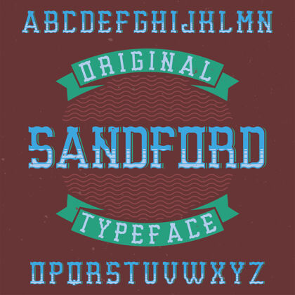 背景复古标签字体命名为桑德福德标题排版覆盖
